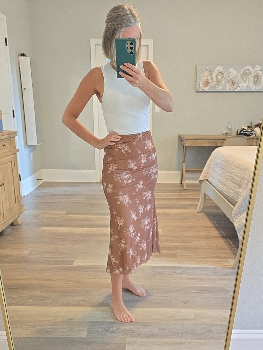 Floral Slip Midi Skirt